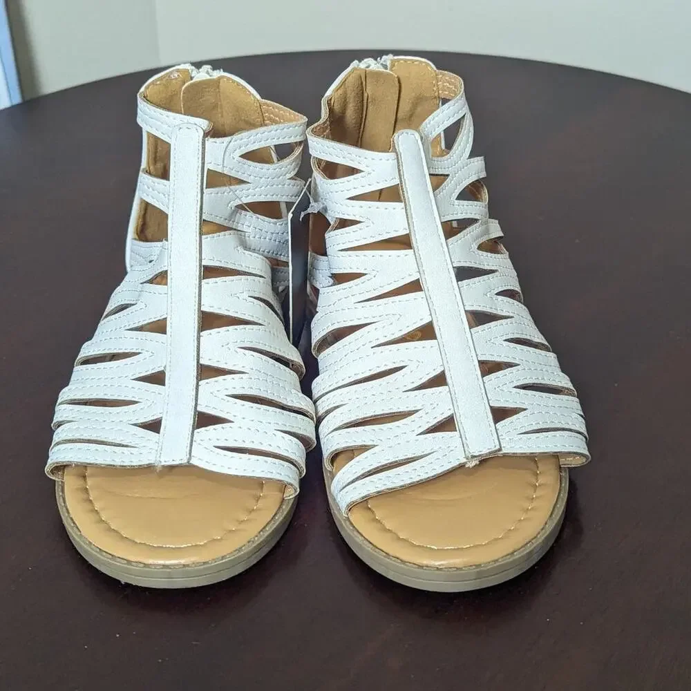 New Mossimo Aries Girls White Gladiator Sandals Heel Zipper Size 3